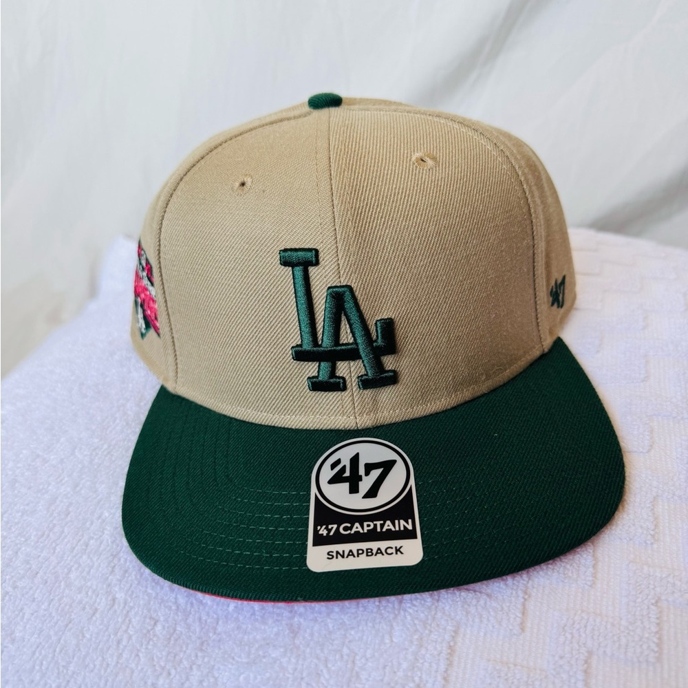 47 Brand Tan and Green LA Snapback Hat